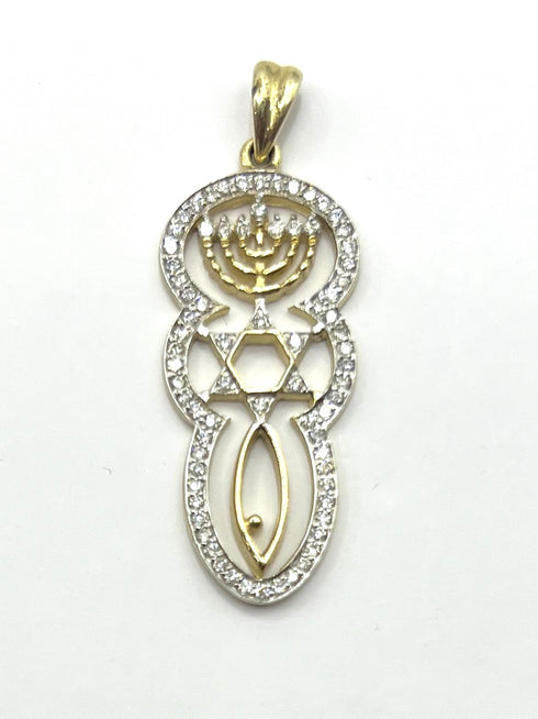 14k Gold & Diamond Messianic "Grafted In" Necklace